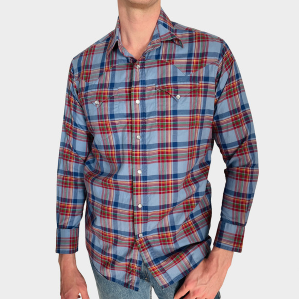 Y2K Daniel Cremieux Plaid Pearl Snap Button Down
